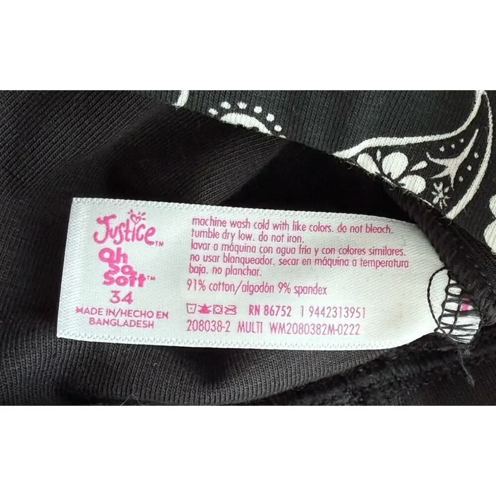 Justice Cotton Racerback Sports Bra Padded Retro Floral Good Vibes Girl's 34 NEW